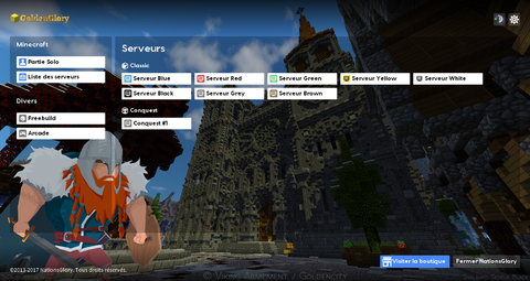 Menu Principale de NationsGlory avec le Pack de texture